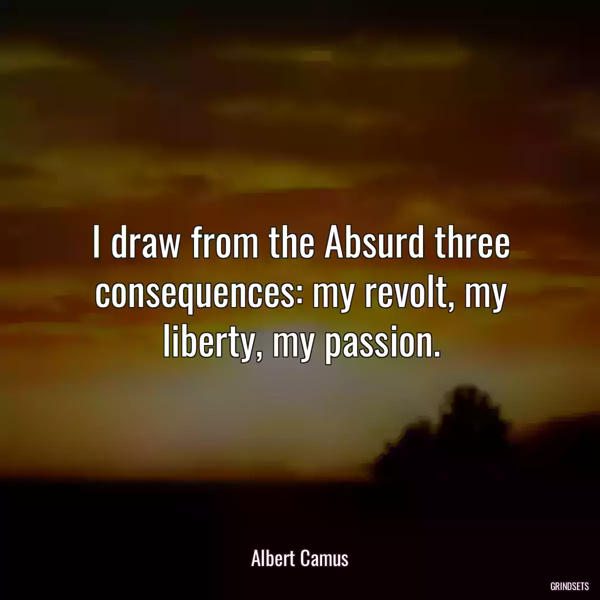 I draw from the Absurd three consequences: my revolt, my liberty, my passion.