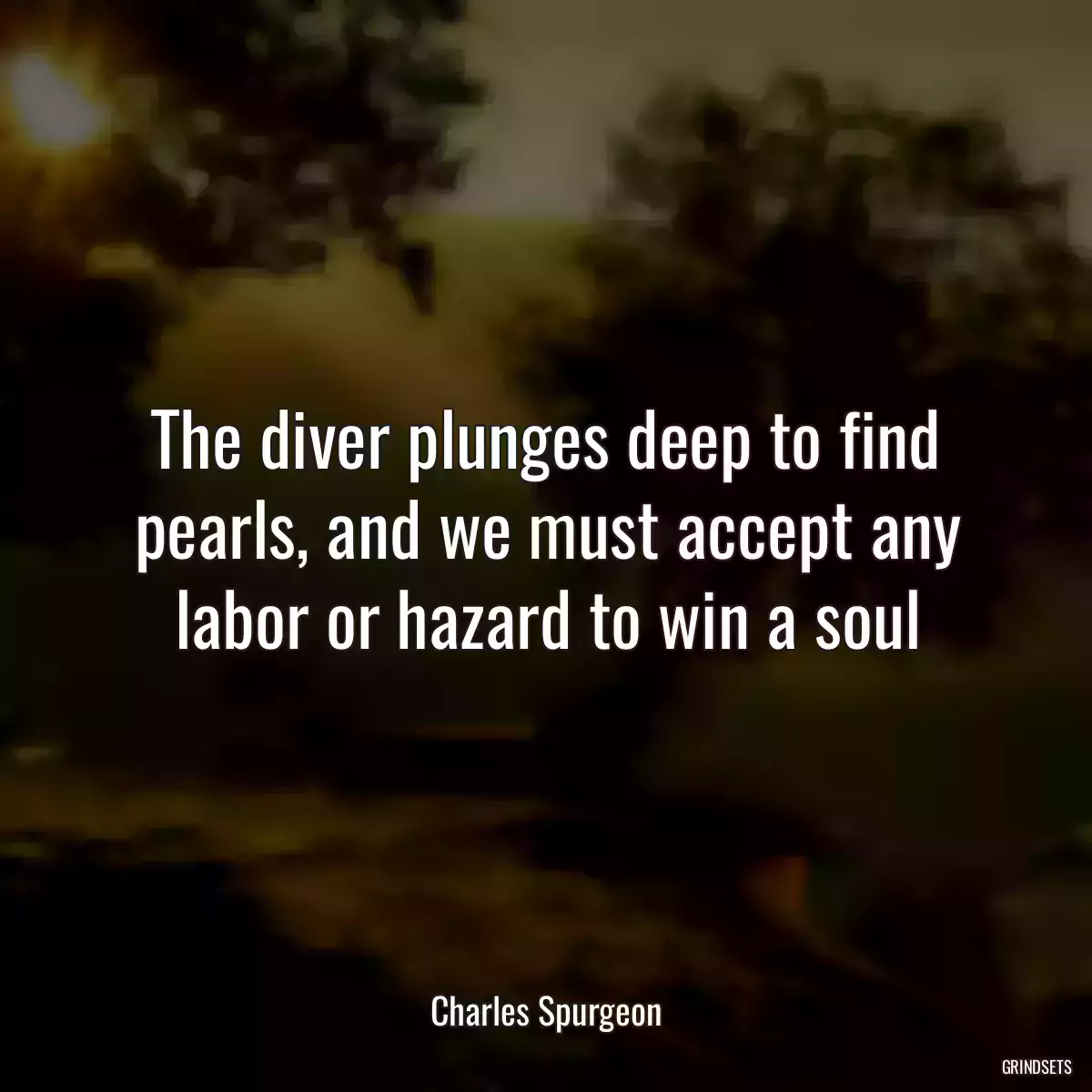 The diver plunges deep to find pearls, and we must accept any labor or hazard to win a soul