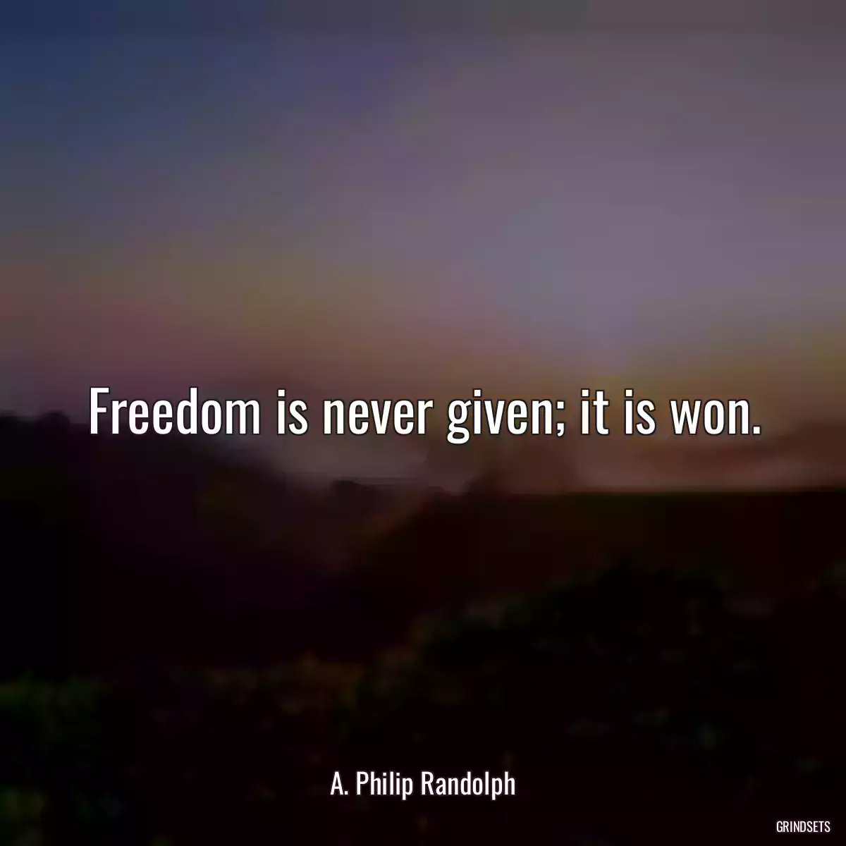 Freedom is never given; it is won.