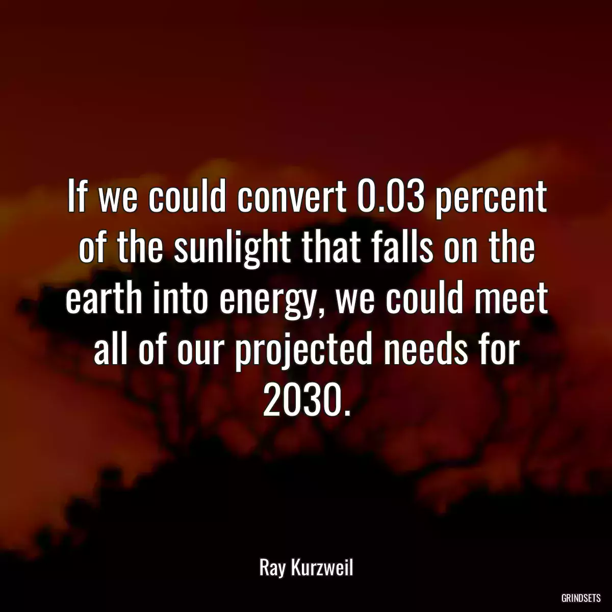 If we could convert 0.03 percent of the sunlight that falls on the earth into energy, we could meet all of our projected needs for 2030.