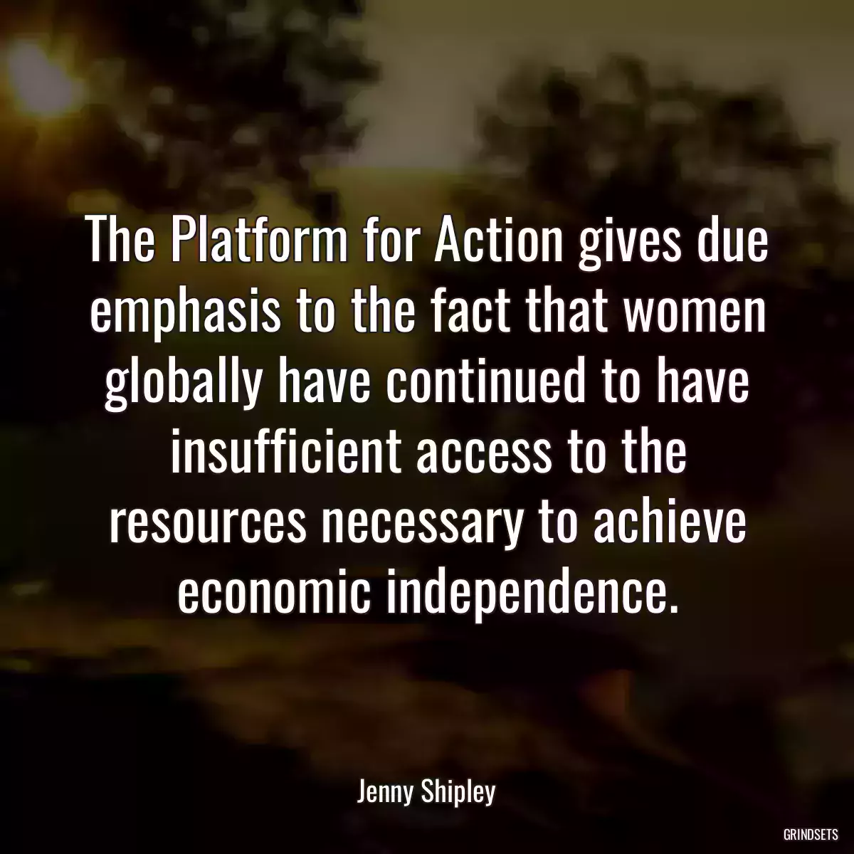 The Platform for Action gives due emphasis to the fact that women globally have continued to have insufficient access to the resources necessary to achieve economic independence.