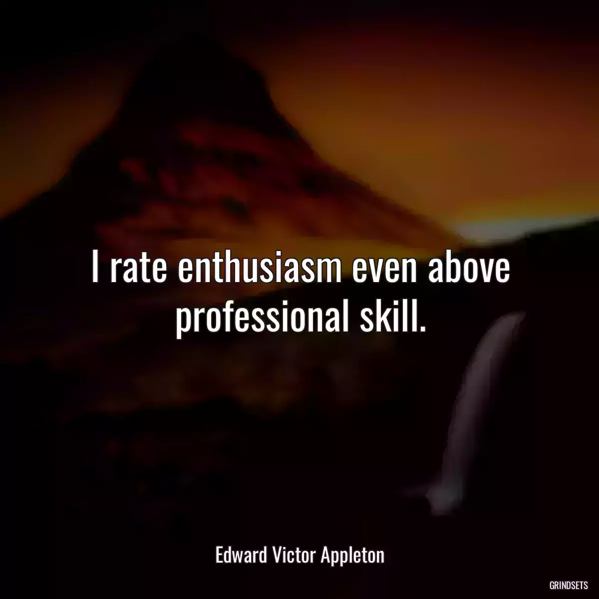 I rate enthusiasm even above professional skill.