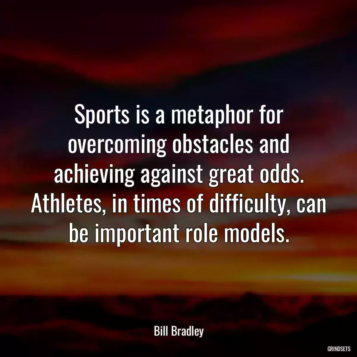 Sports is a metaphor for overcoming obstacles and achieving against great odds. Athletes, in times of difficulty, can be important role models.