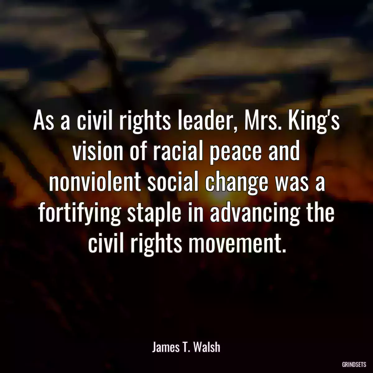 As a civil rights leader, Mrs. King\'s vision of racial peace and nonviolent social change was a fortifying staple in advancing the civil rights movement.