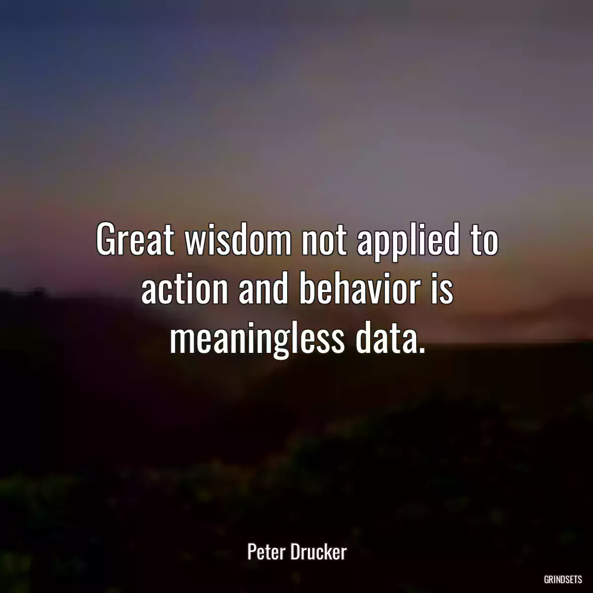 Great wisdom not applied to action and behavior is meaningless data.