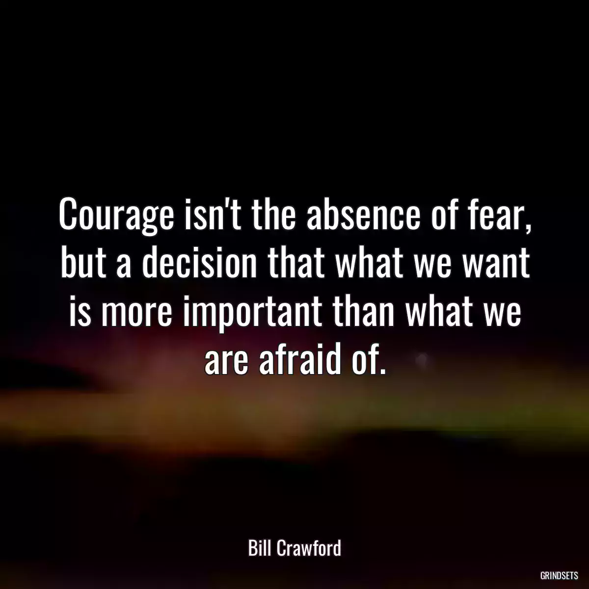 Courage isn\'t the absence of fear, but a decision that what we want is more important than what we are afraid of.