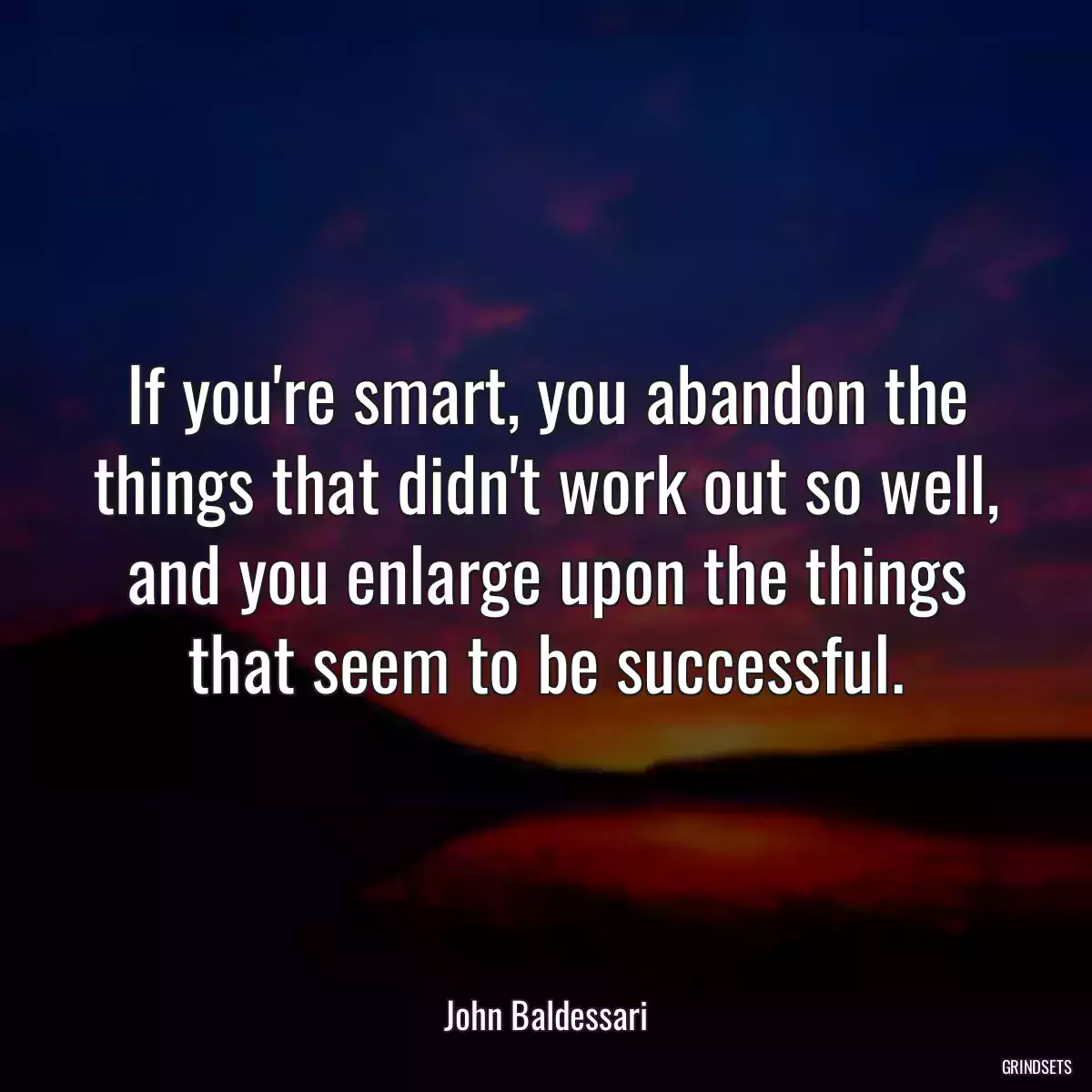 If you\'re smart, you abandon the things that didn\'t work out so well, and you enlarge upon the things that seem to be successful.