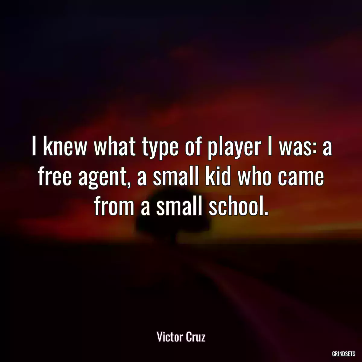 I knew what type of player I was: a free agent, a small kid who came from a small school.