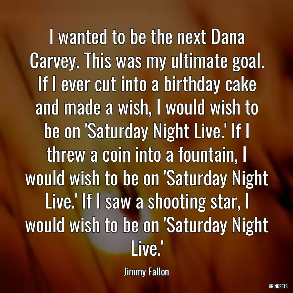 I wanted to be the next Dana Carvey. This was my ultimate goal. If I ever cut into a birthday cake and made a wish, I would wish to be on \'Saturday Night Live.\' If I threw a coin into a fountain, I would wish to be on \'Saturday Night Live.\' If I saw a shooting star, I would wish to be on \'Saturday Night Live.\'