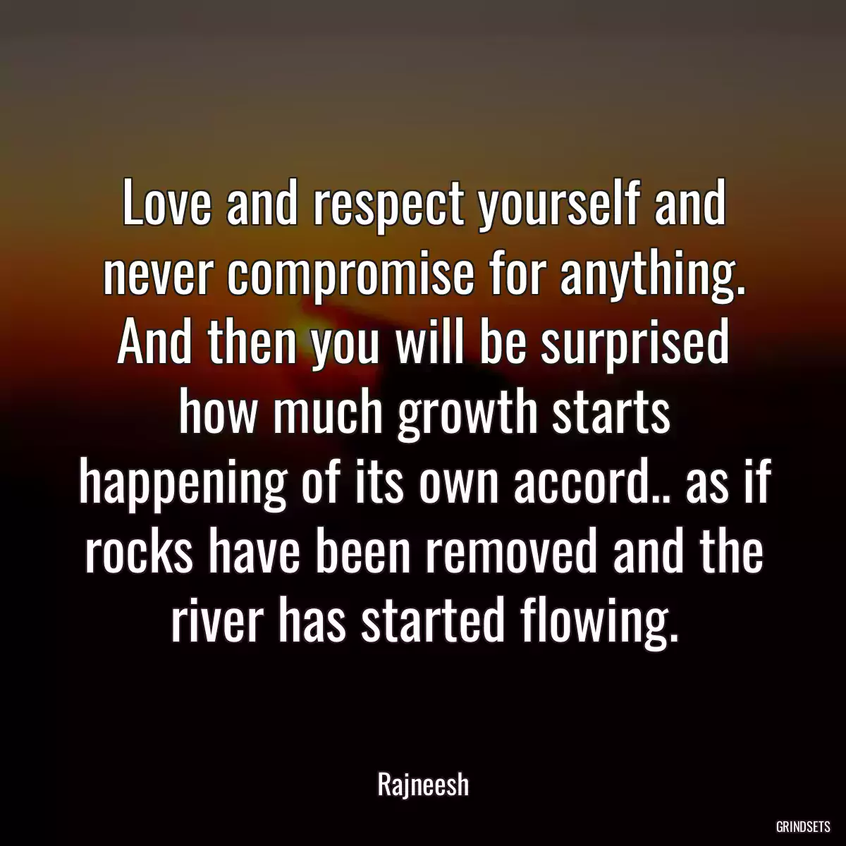 Love and respect yourself and never compromise for anything. And then you will be surprised how much growth starts happening of its own accord.. as if rocks have been removed and the river has started flowing.