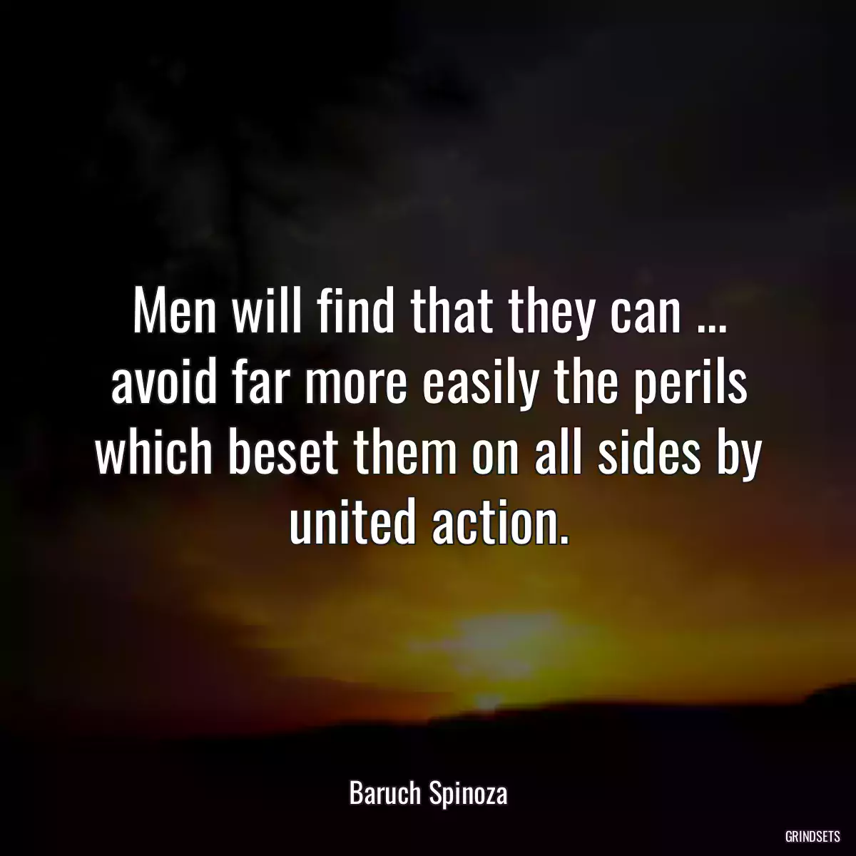 Men will find that they can ... avoid far more easily the perils which beset them on all sides by united action.