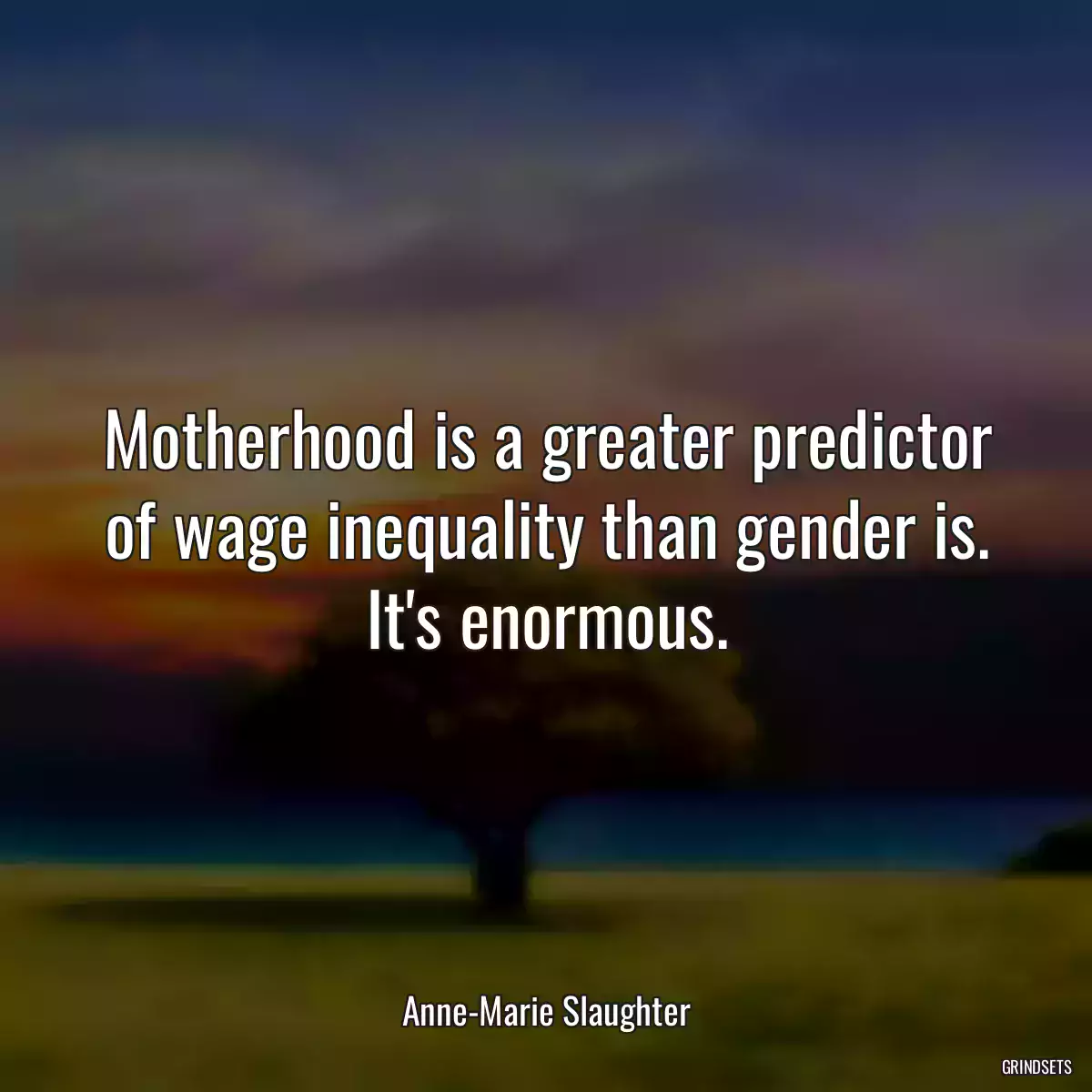 Motherhood is a greater predictor of wage inequality than gender is. It\'s enormous.