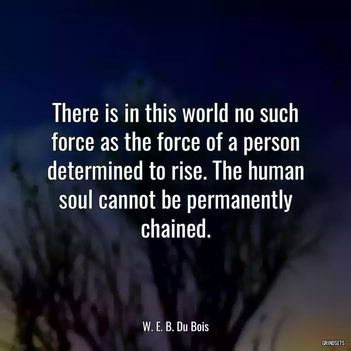 There is in this world no such force as the force of a person determined to rise. The human soul cannot be permanently chained.