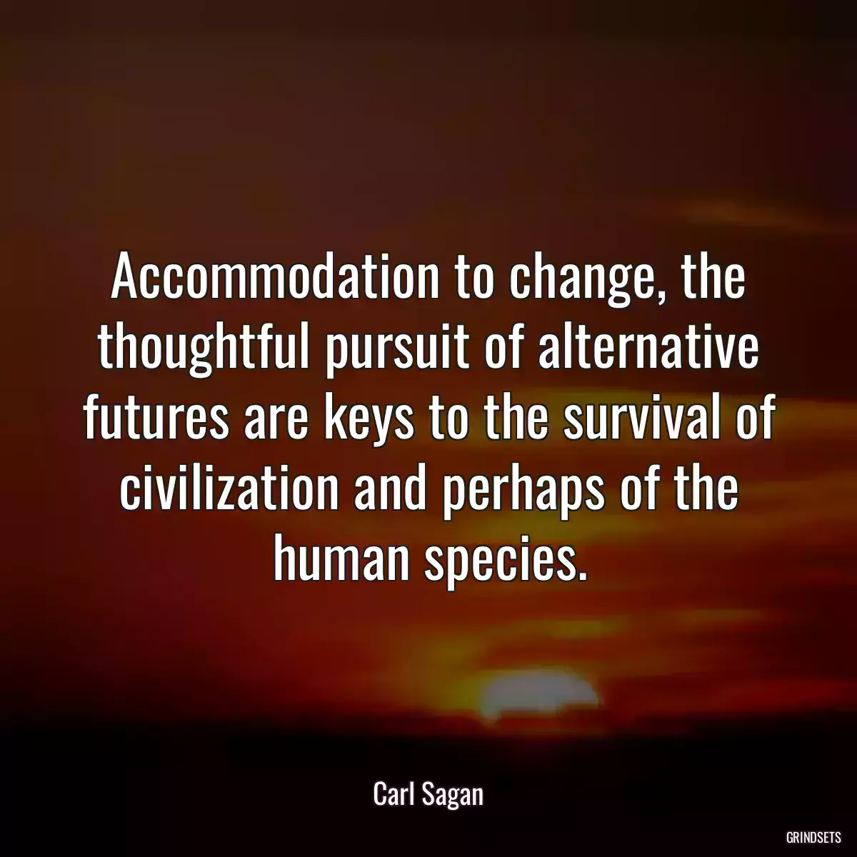 Accommodation to change, the thoughtful pursuit of alternative futures are keys to the survival of civilization and perhaps of the human species.