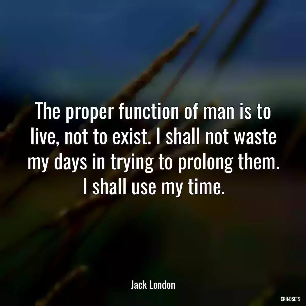 The proper function of man is to live, not to exist. I shall not waste my days in trying to prolong them. I shall use my time.