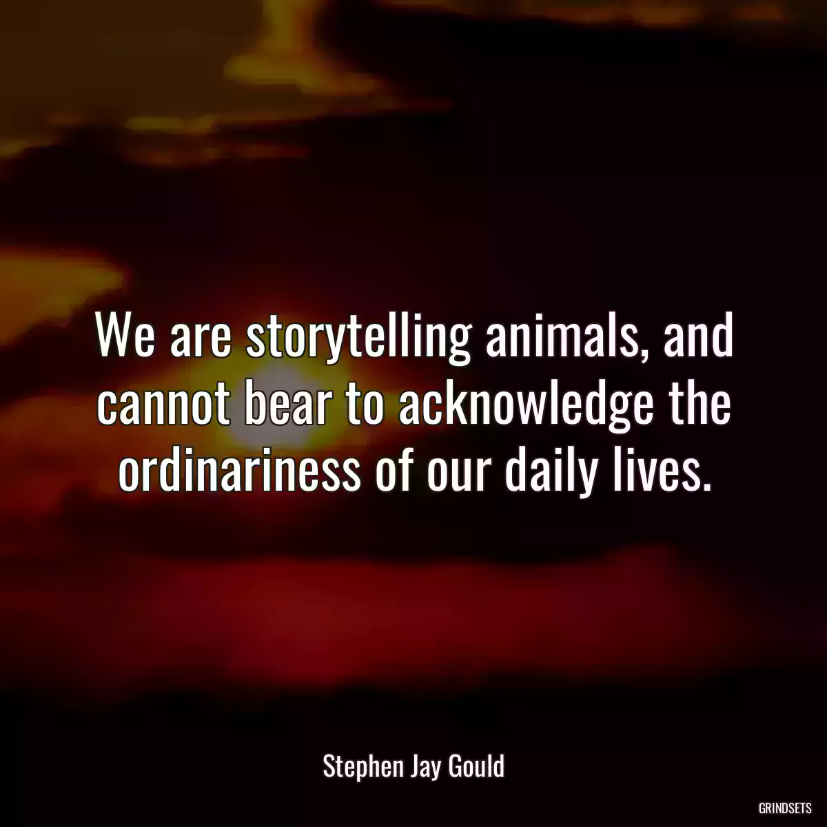 We are storytelling animals, and cannot bear to acknowledge the ordinariness of our daily lives.