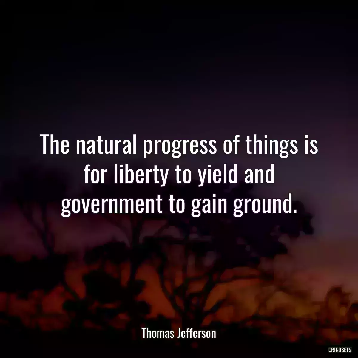 The natural progress of things is for liberty to yield and government to gain ground.