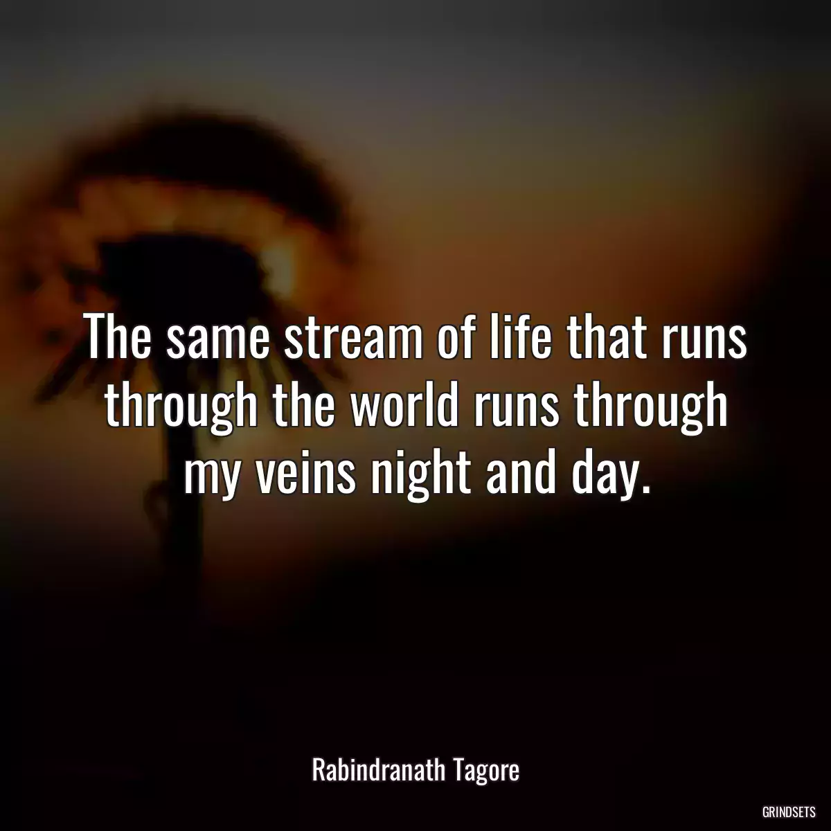 The same stream of life that runs through the world runs through my veins night and day.