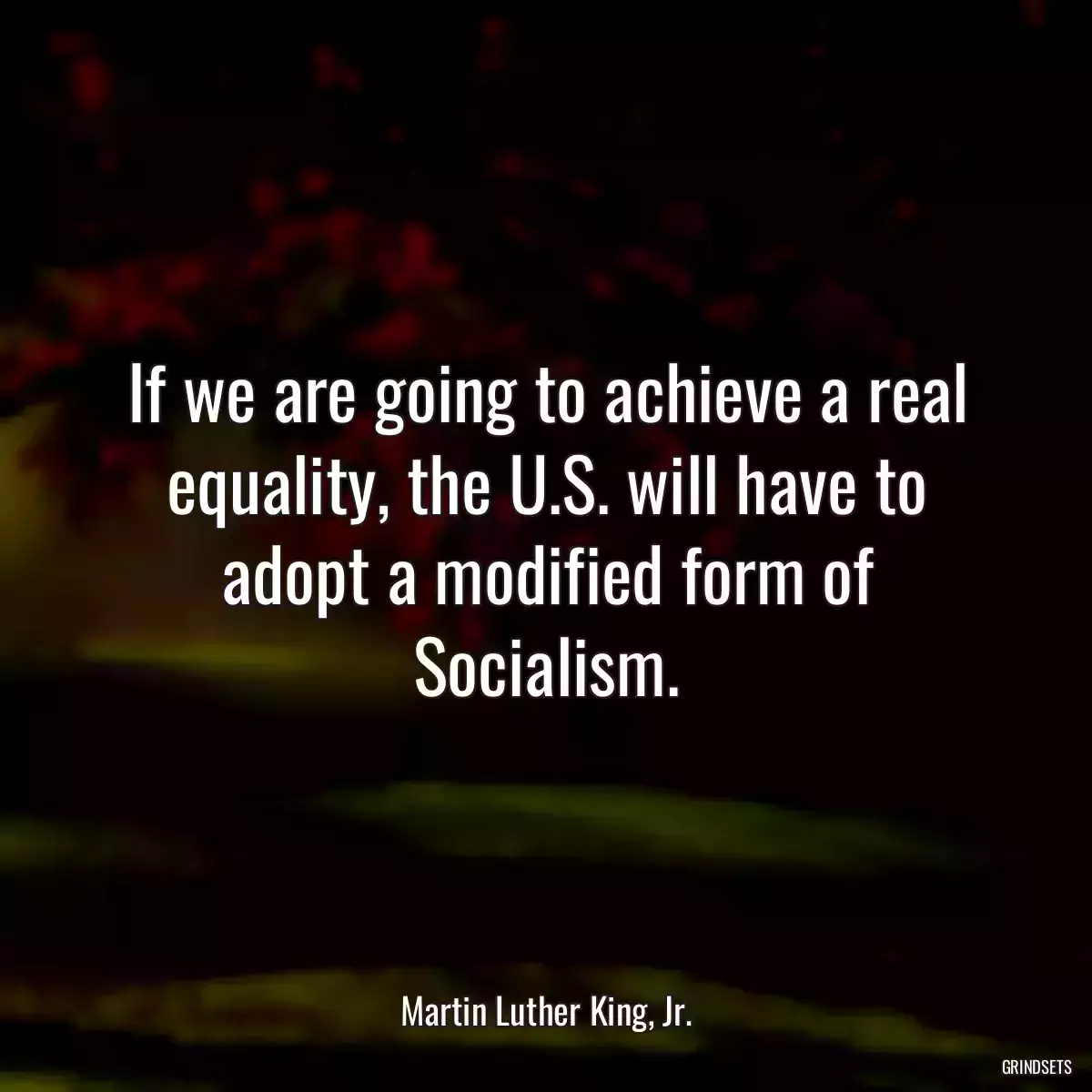 If we are going to achieve a real equality, the U.S. will have to adopt a modified form of Socialism.