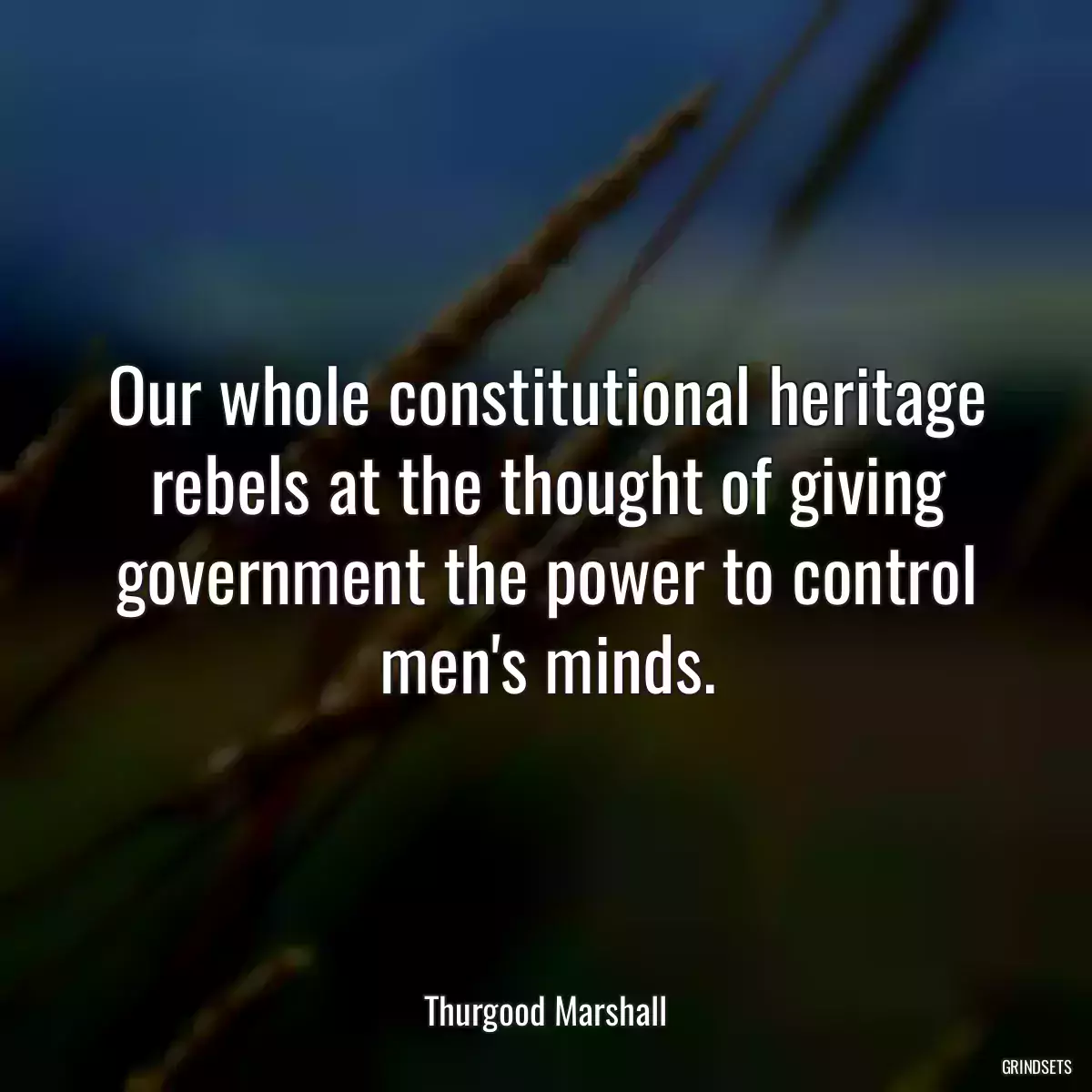 Our whole constitutional heritage rebels at the thought of giving government the power to control men\'s minds.