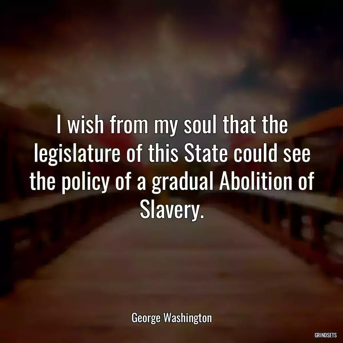 I wish from my soul that the legislature of this State could see the policy of a gradual Abolition of Slavery.