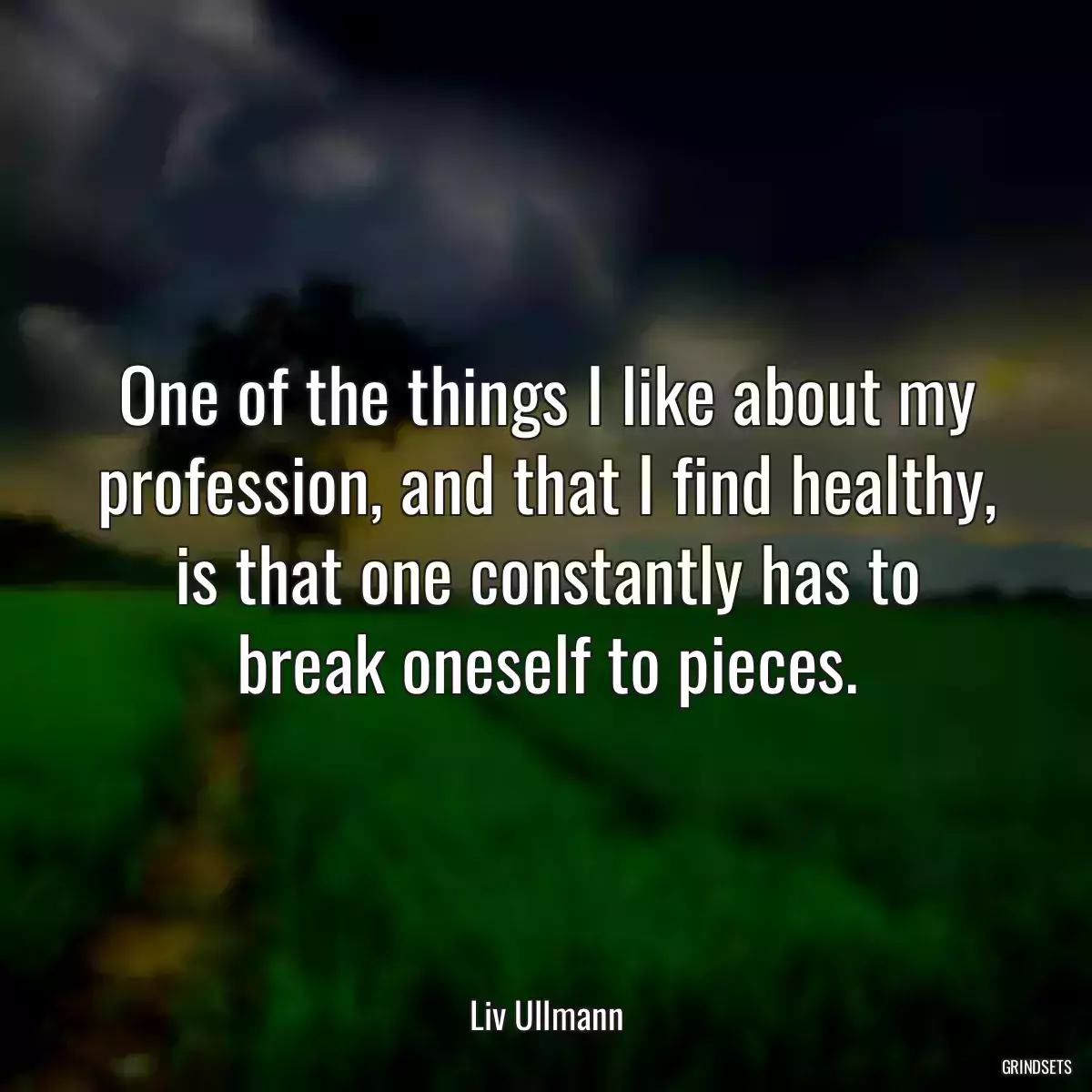 One of the things I like about my profession, and that I find healthy, is that one constantly has to break oneself to pieces.