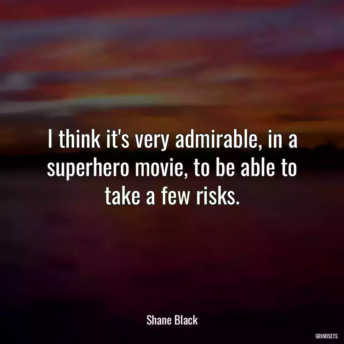 I think it\'s very admirable, in a superhero movie, to be able to take a few risks.