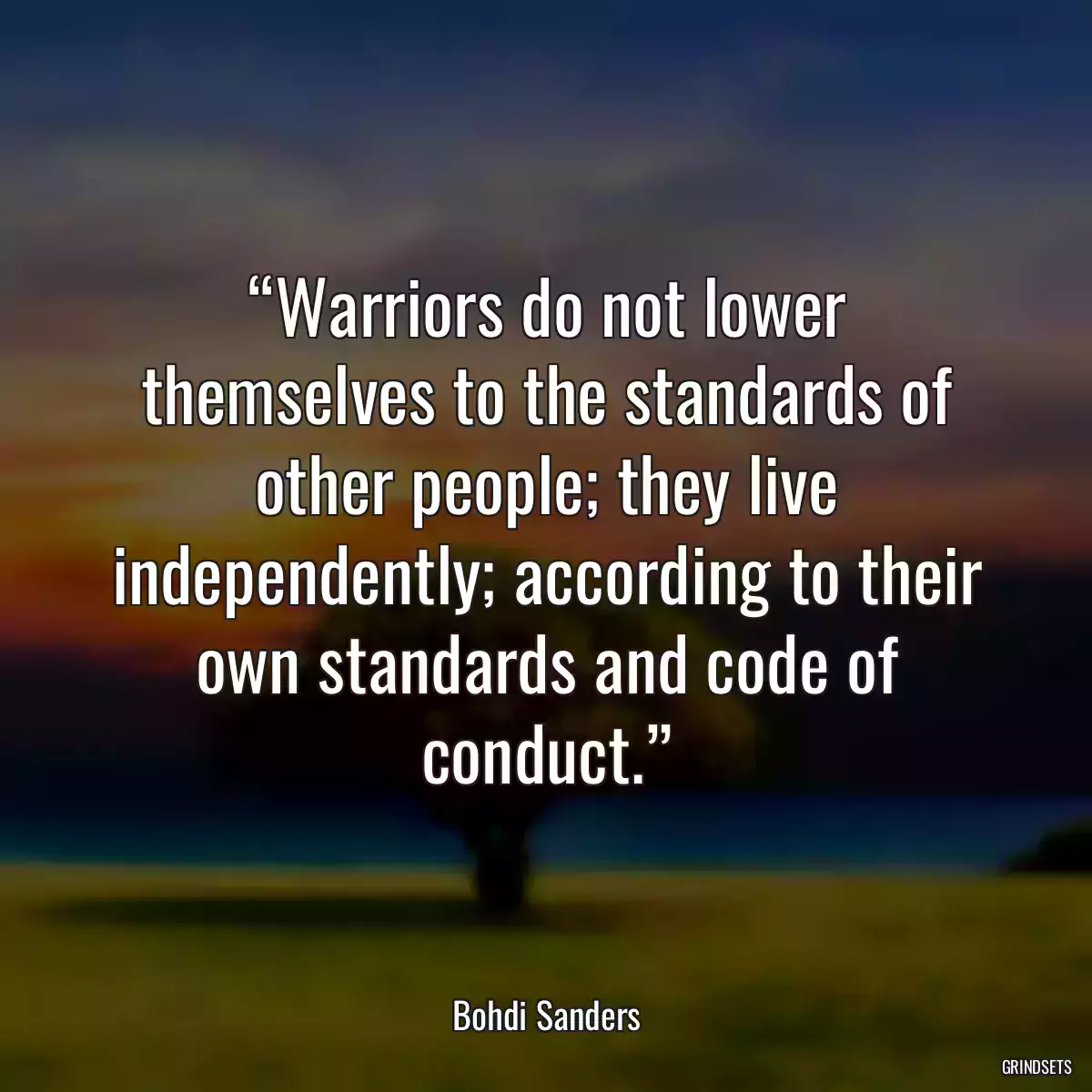 “Warriors do not lower themselves to the standards of other people; they live independently; according to their own standards and code of conduct.”