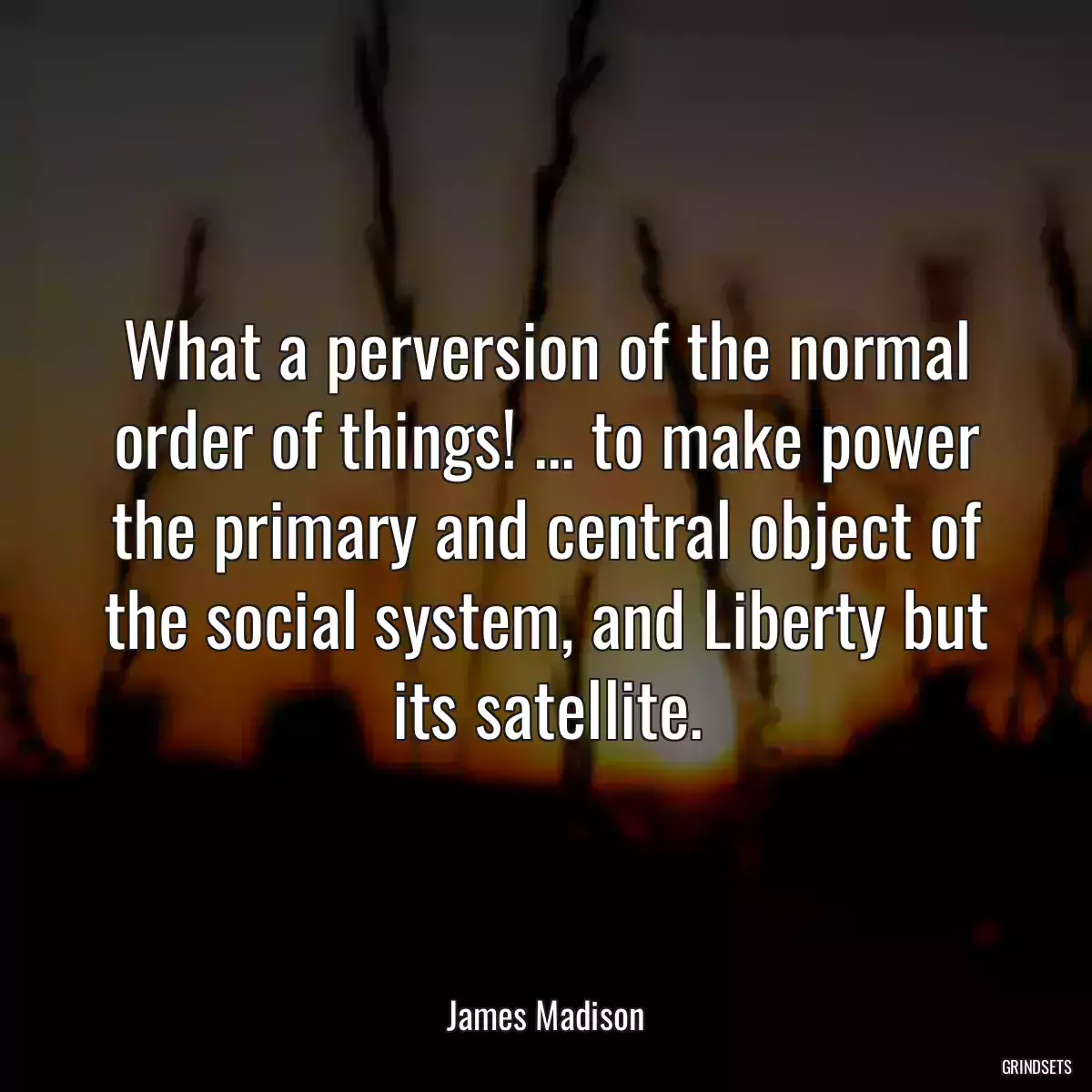 What a perversion of the normal order of things! ... to make power the primary and central object of the social system, and Liberty but its satellite.