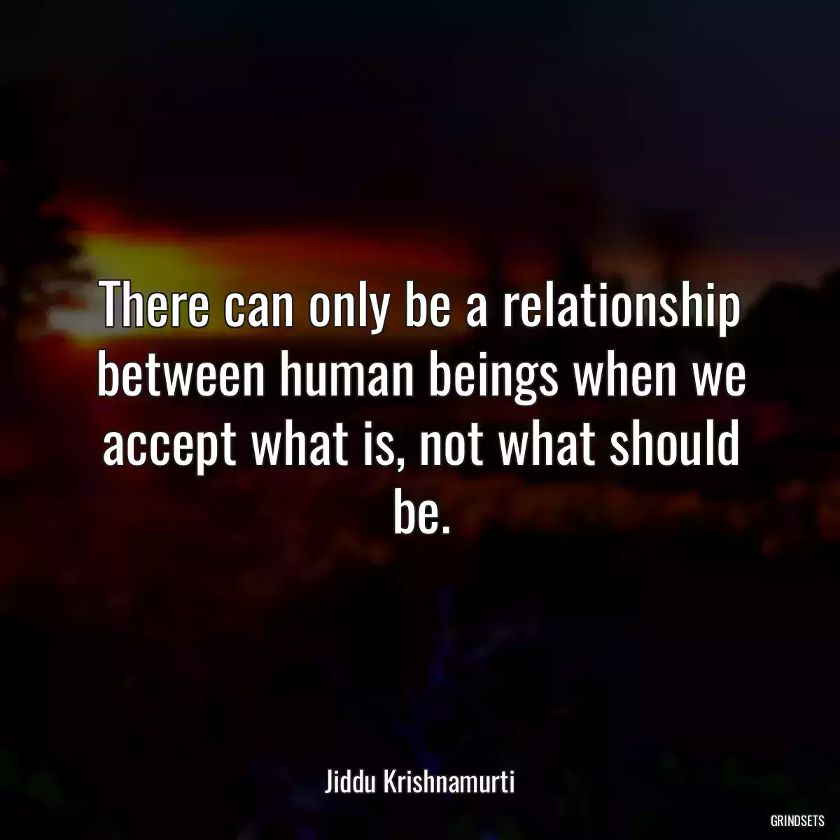 There can only be a relationship between human beings when we accept what is, not what should be.