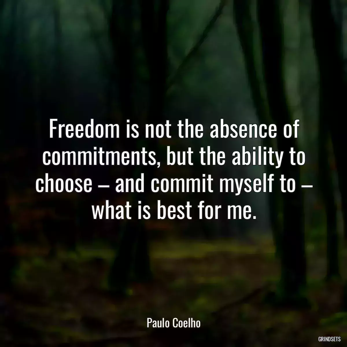 Freedom is not the absence of commitments, but the ability to choose – and commit myself to – what is best for me.