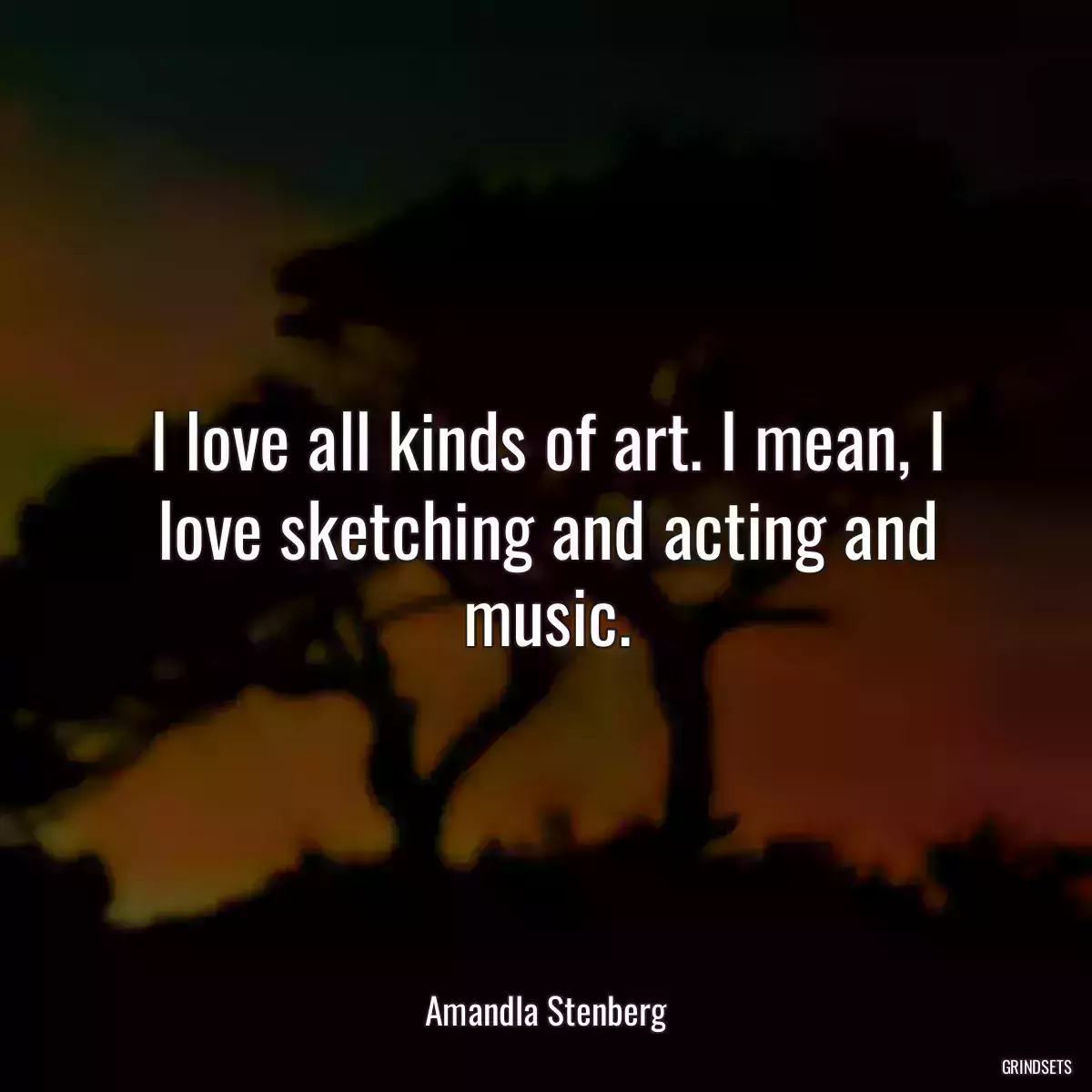 I love all kinds of art. I mean, I love sketching and acting and music.