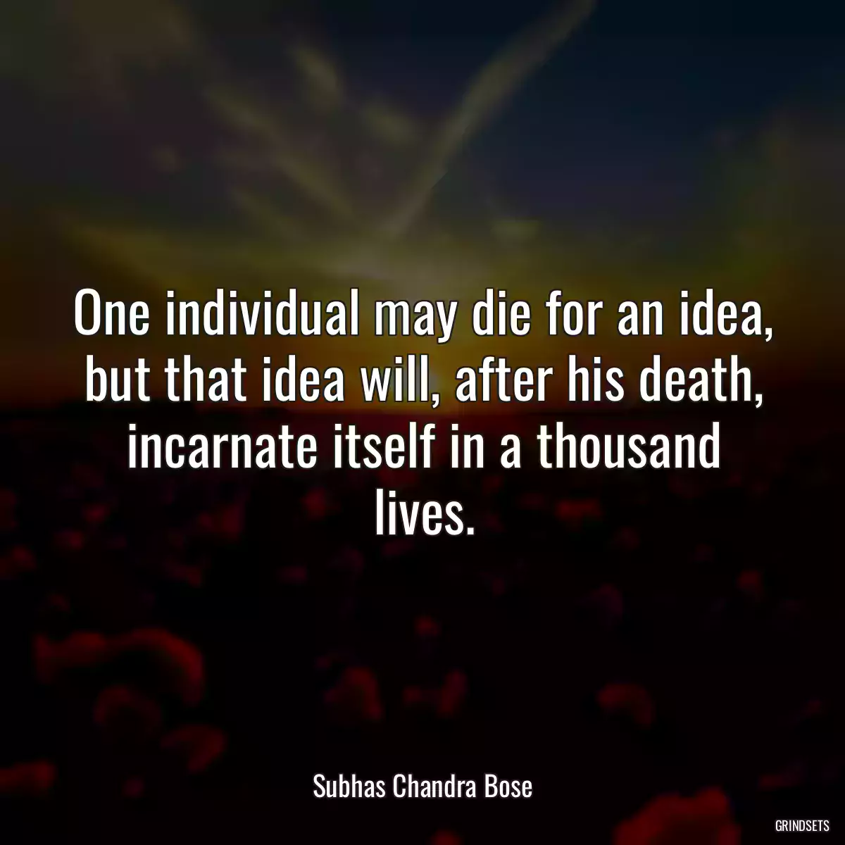 One individual may die for an idea, but that idea will, after his death, incarnate itself in a thousand lives.