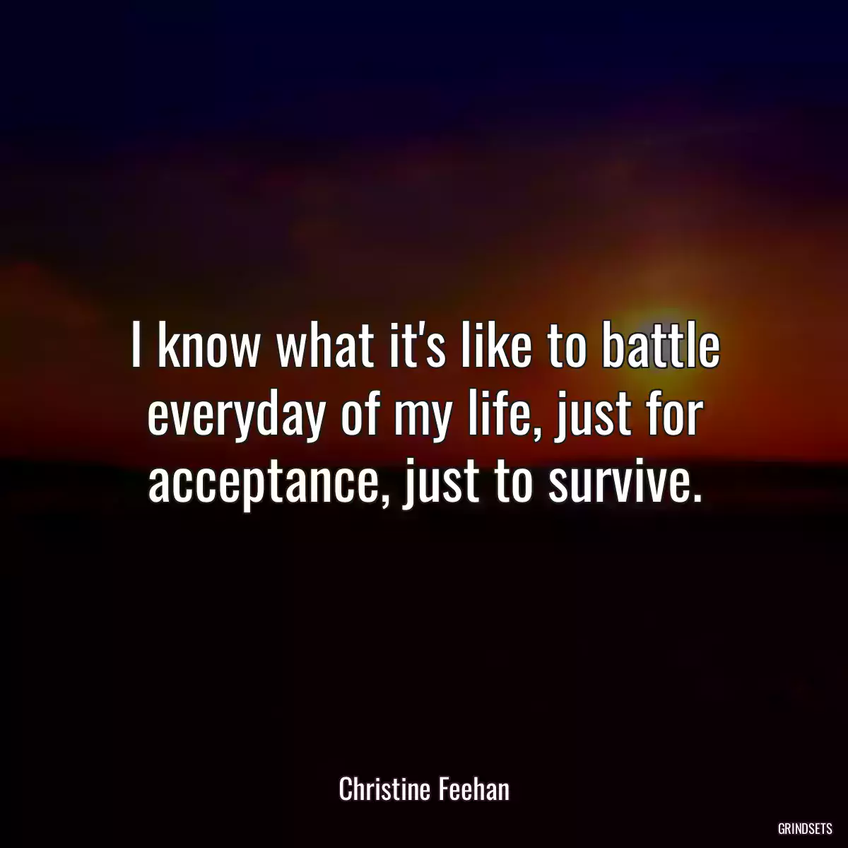 I know what it\'s like to battle everyday of my life, just for acceptance, just to survive.