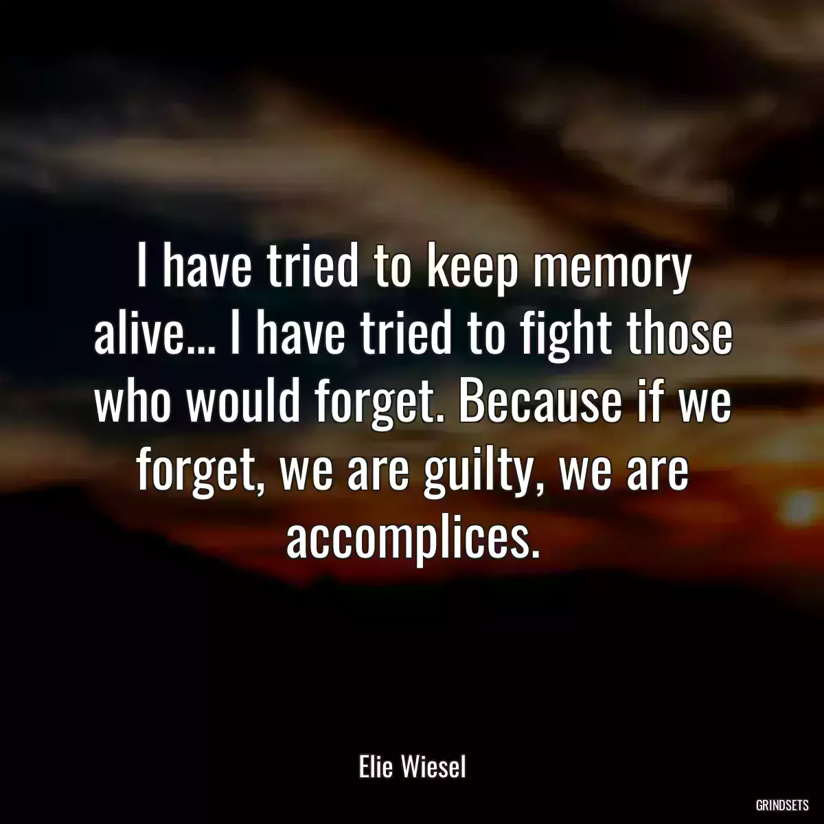 I have tried to keep memory alive... I have tried to fight those who would forget. Because if we forget, we are guilty, we are accomplices.