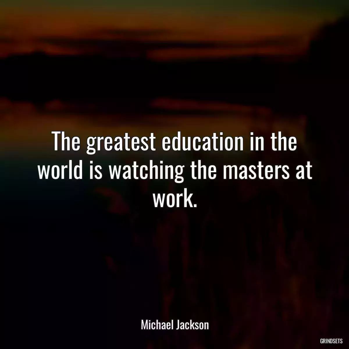 The greatest education in the world is watching the masters at work.