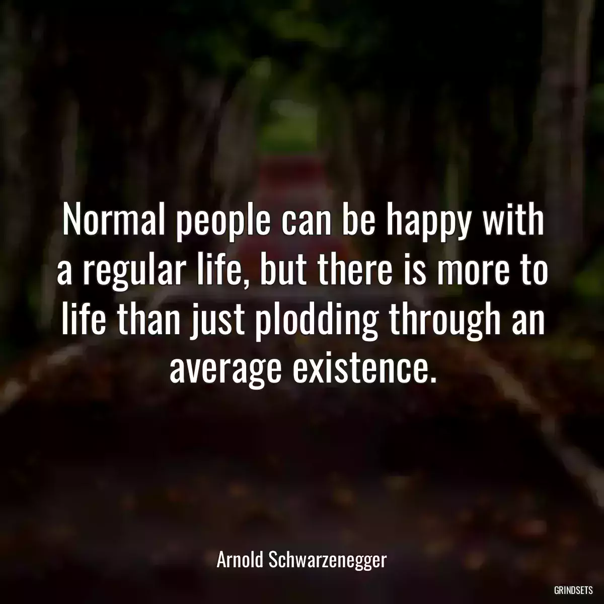 Normal people can be happy with a regular life, but there is more to life than just plodding through an average existence.