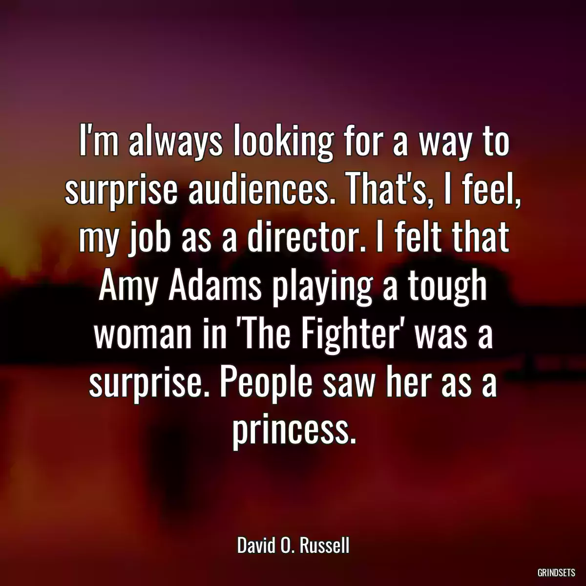 I\'m always looking for a way to surprise audiences. That\'s, I feel, my job as a director. I felt that Amy Adams playing a tough woman in \'The Fighter\' was a surprise. People saw her as a princess.