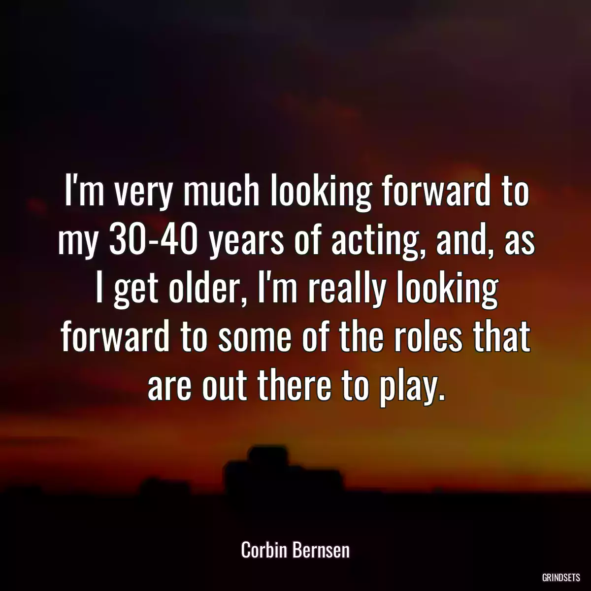 I\'m very much looking forward to my 30-40 years of acting, and, as I get older, I\'m really looking forward to some of the roles that are out there to play.