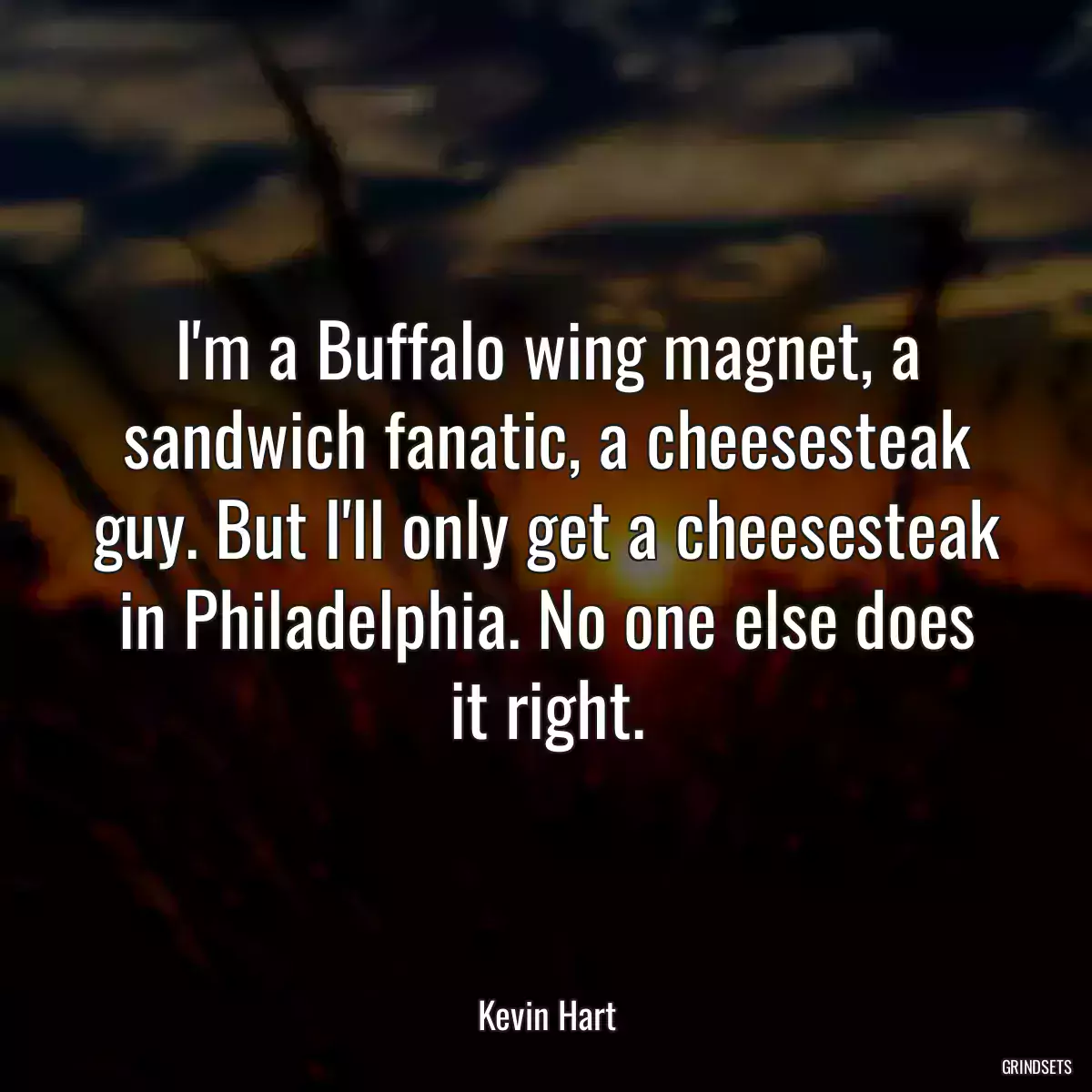 I\'m a Buffalo wing magnet, a sandwich fanatic, a cheesesteak guy. But I\'ll only get a cheesesteak in Philadelphia. No one else does it right.