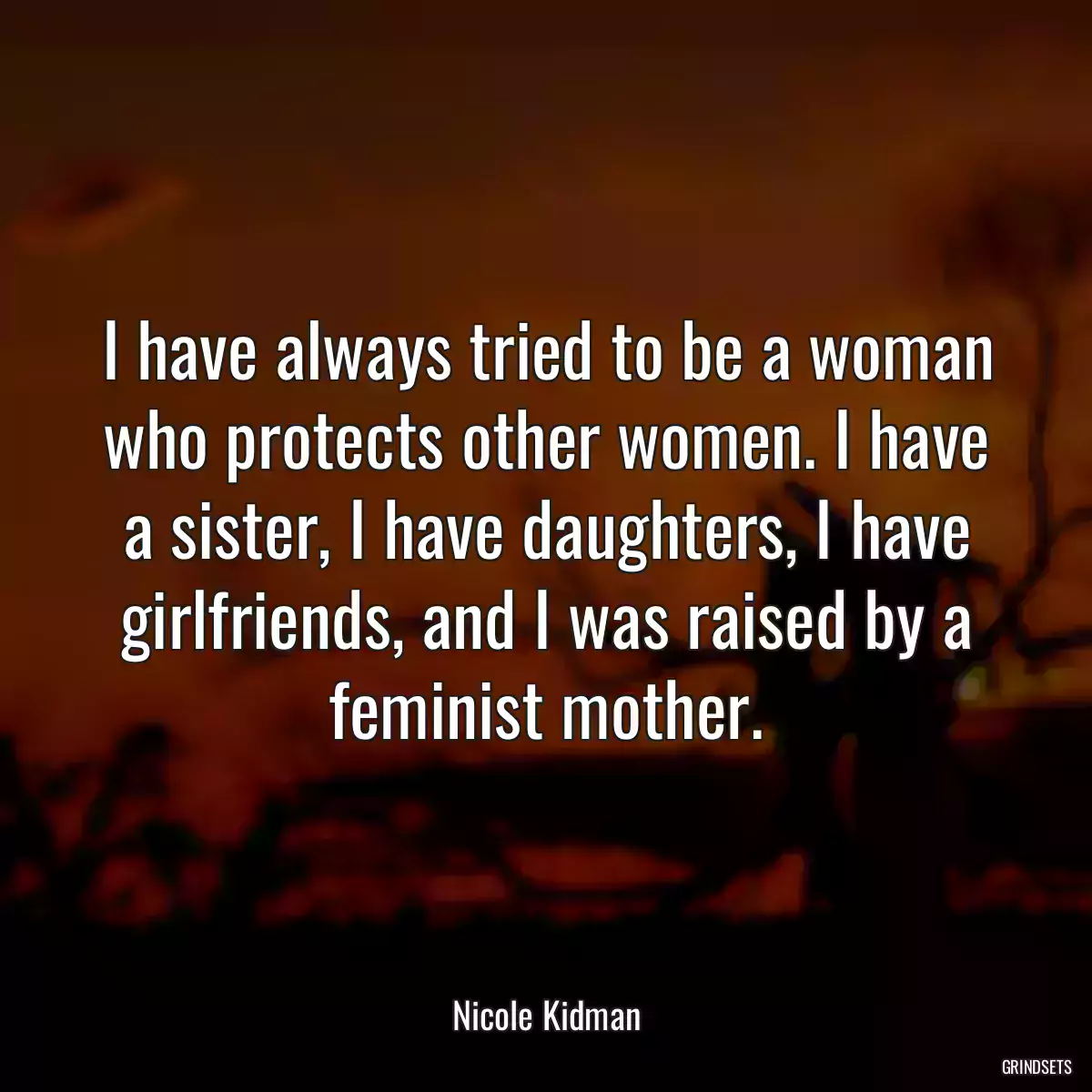 I have always tried to be a woman who protects other women. I have a sister, I have daughters, I have girlfriends, and I was raised by a feminist mother.