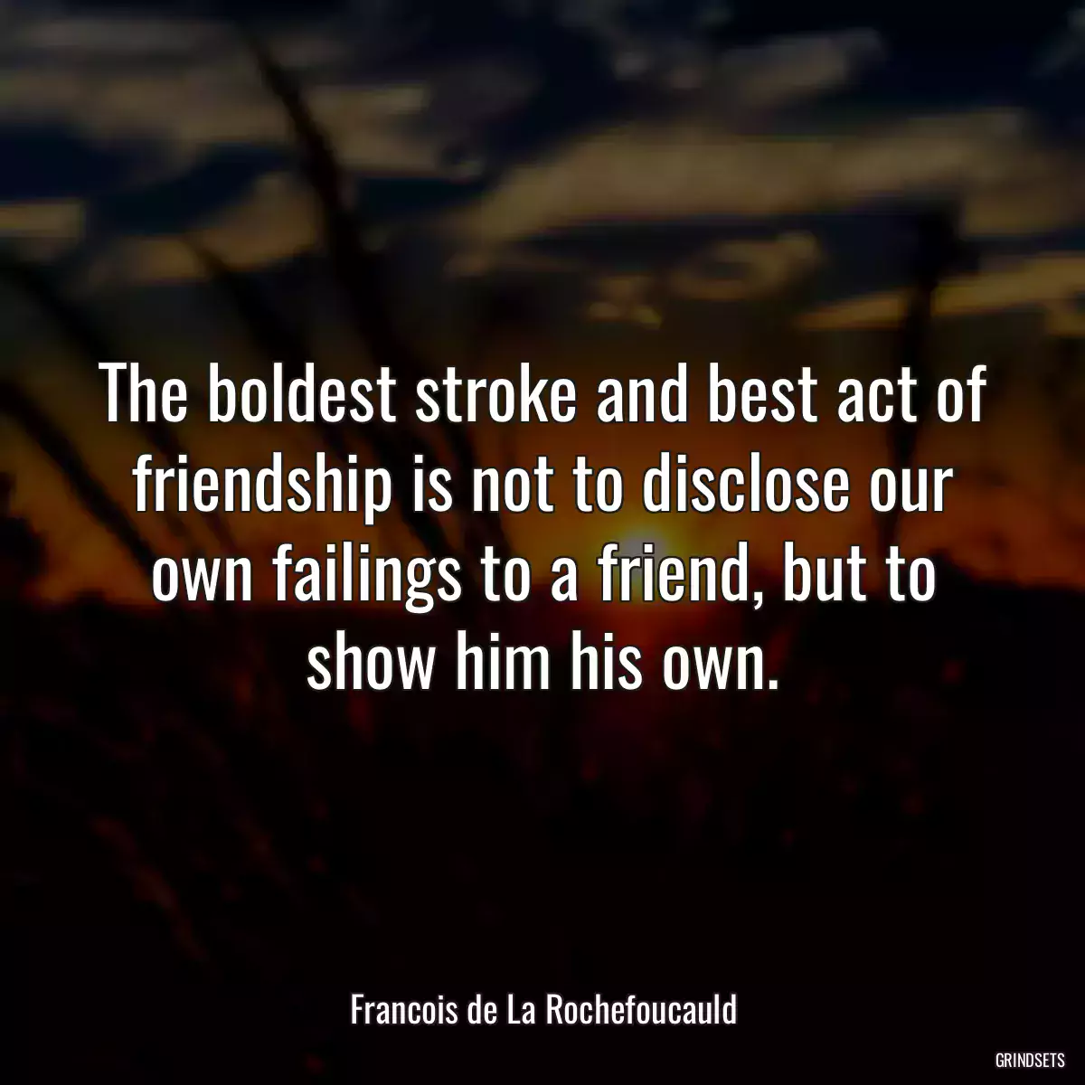 The boldest stroke and best act of friendship is not to disclose our own failings to a friend, but to show him his own.