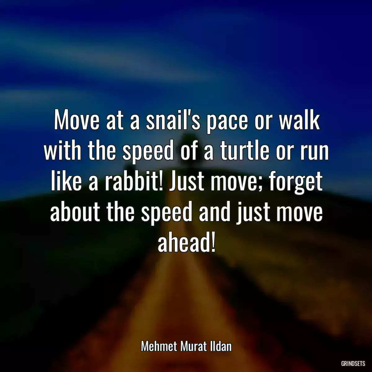 Move at a snail\'s pace or walk with the speed of a turtle or run like a rabbit! Just move; forget about the speed and just move ahead!