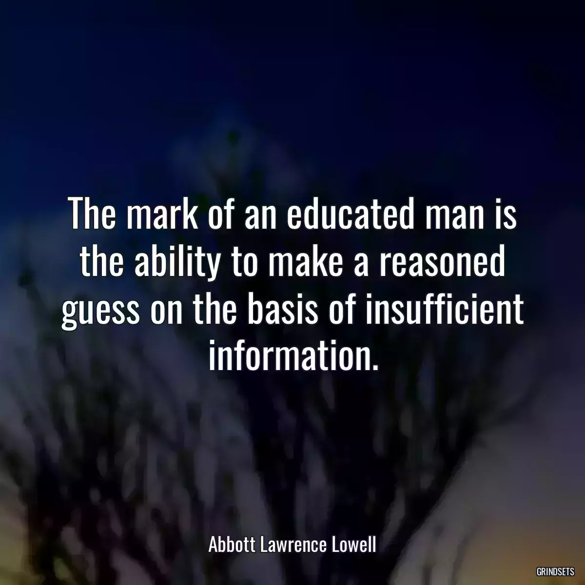 The mark of an educated man is the ability to make a reasoned guess on the basis of insufficient information.