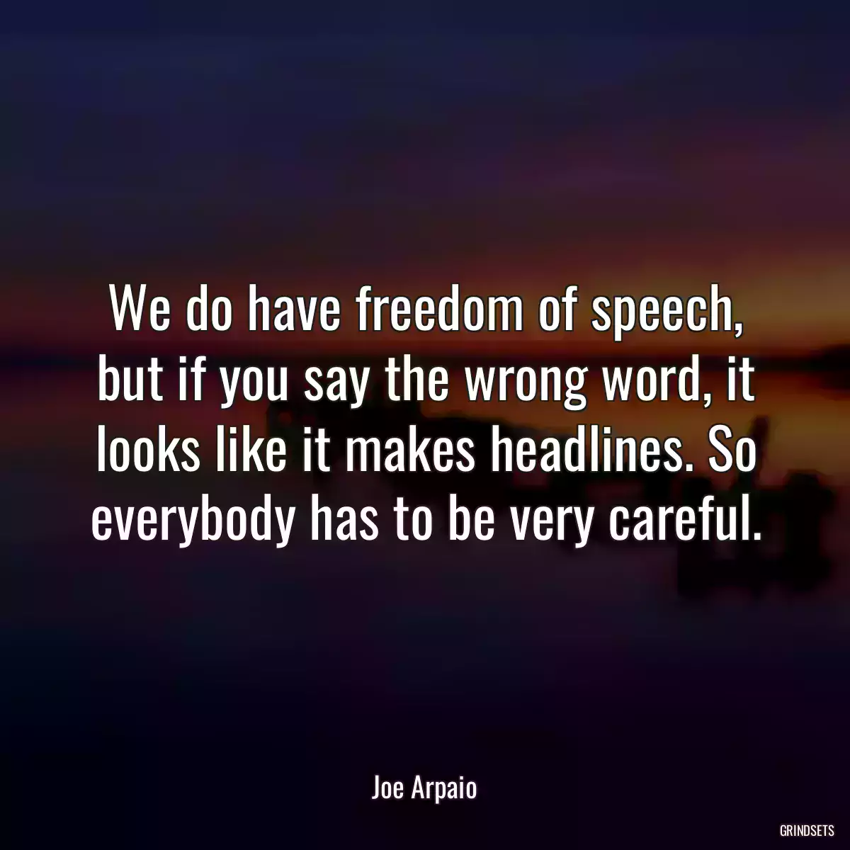 We do have freedom of speech, but if you say the wrong word, it looks like it makes headlines. So everybody has to be very careful.