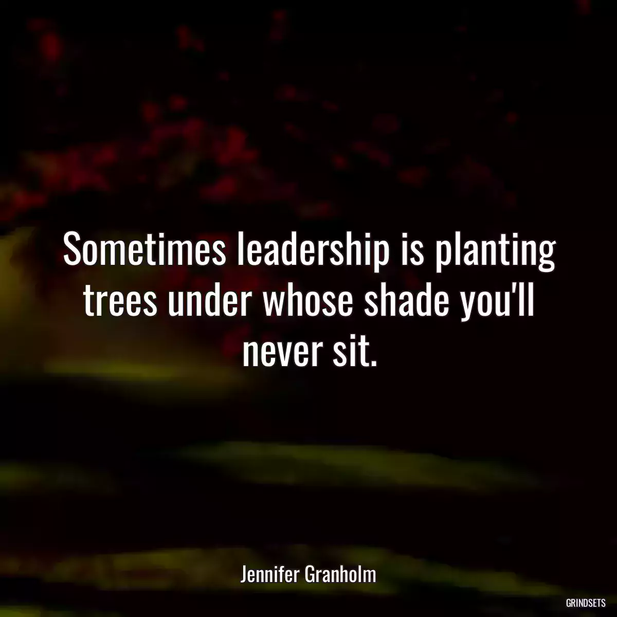 Sometimes leadership is planting trees under whose shade you\'ll never sit.