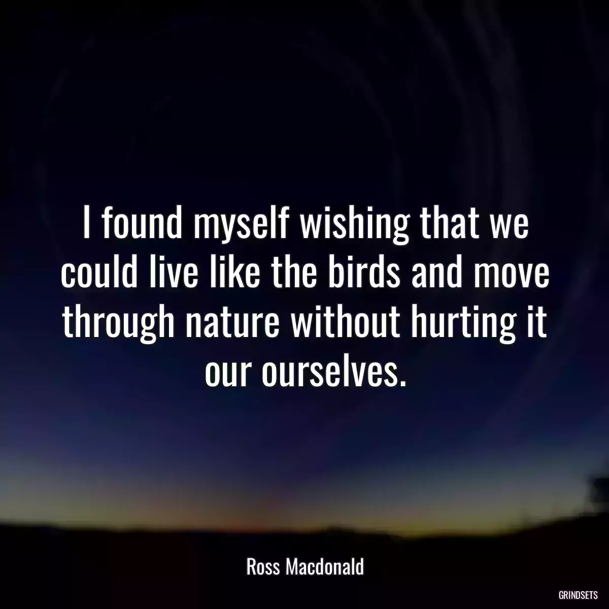 I found myself wishing that we could live like the birds and move through nature without hurting it our ourselves.