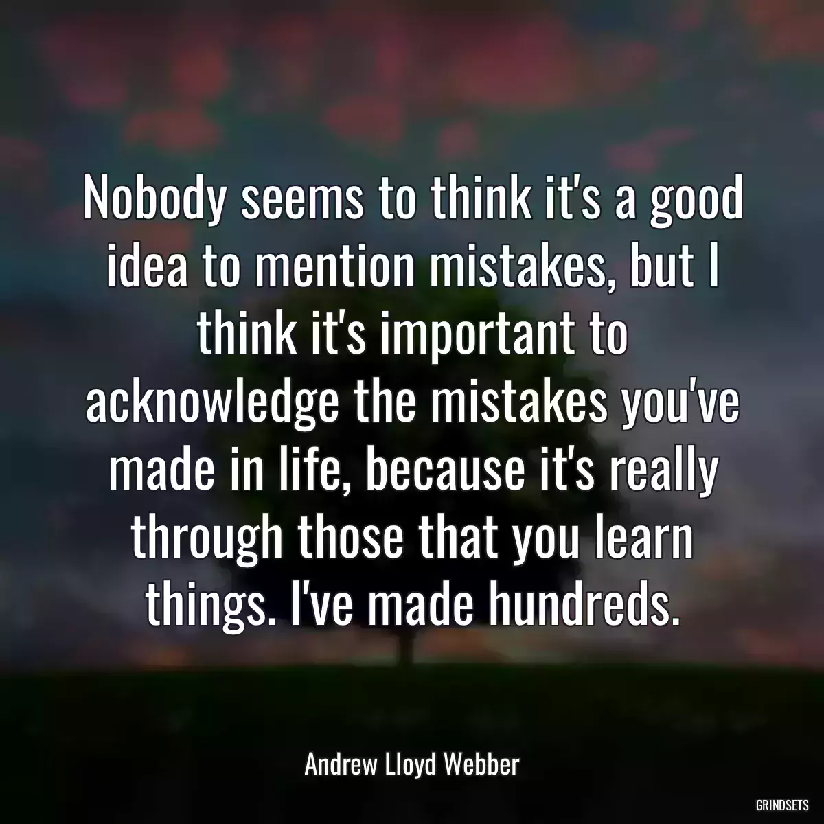 Nobody seems to think it\'s a good idea to mention mistakes, but I think it\'s important to acknowledge the mistakes you\'ve made in life, because it\'s really through those that you learn things. I\'ve made hundreds.