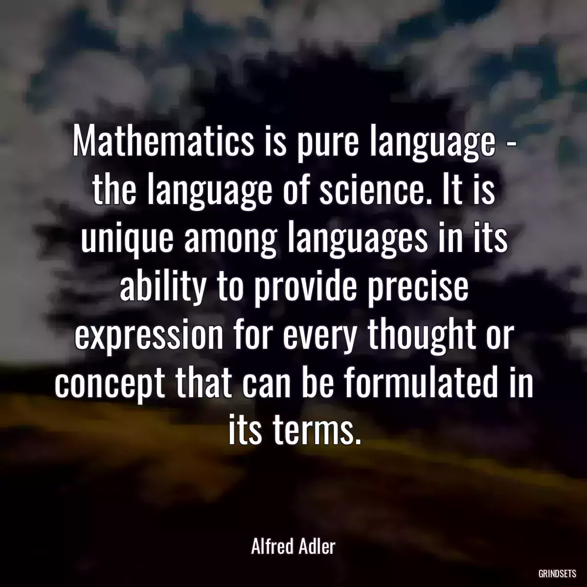 Mathematics is pure language - the language of science. It is unique among languages in its ability to provide precise expression for every thought or concept that can be formulated in its terms.