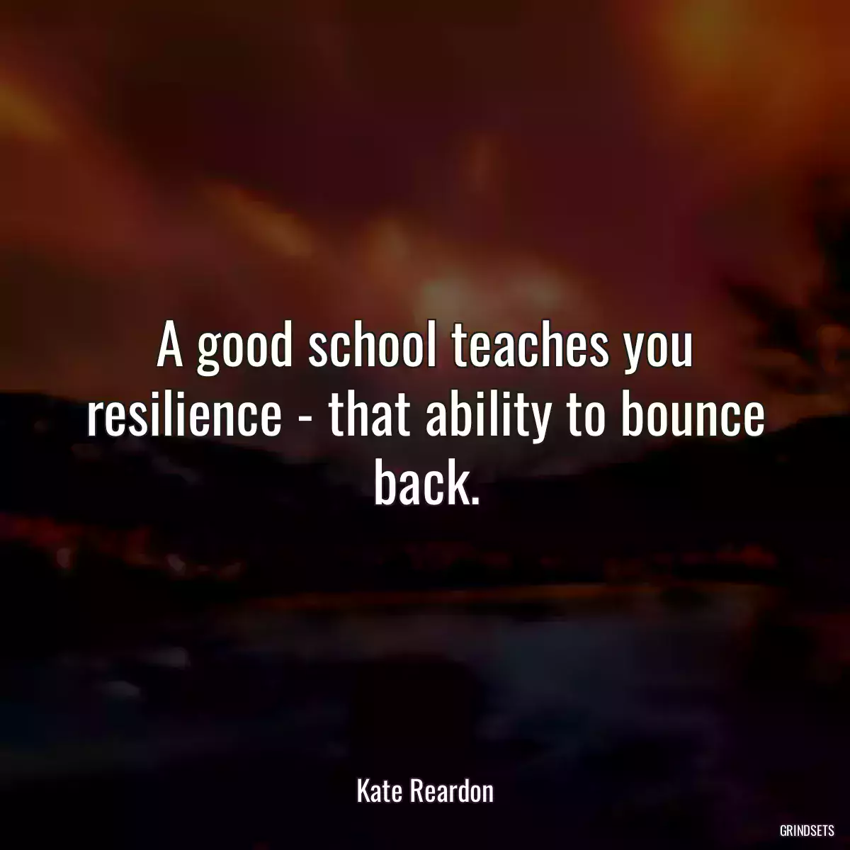 A good school teaches you resilience - that ability to bounce back.